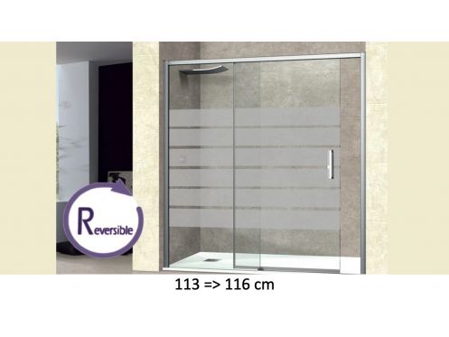 Doucheschuifdeur, 113 Ã  116 cm, met halfondoorzichtig glas - NANTES 310 bold